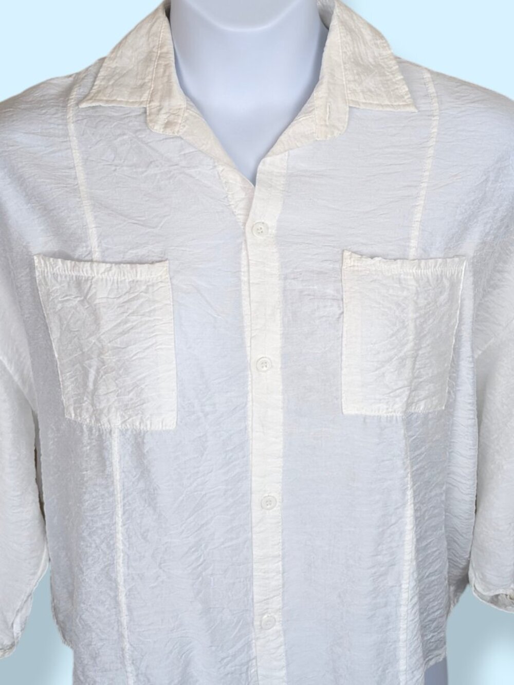 White Textured Buttoned Blouse - Picture 3 of 8